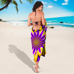 Yellow Flower Moving Optical Illusion Beach Sarong Wrap