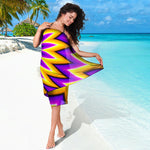 Yellow Flower Moving Optical Illusion Beach Sarong Wrap