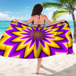 Yellow Flower Moving Optical Illusion Beach Sarong Wrap