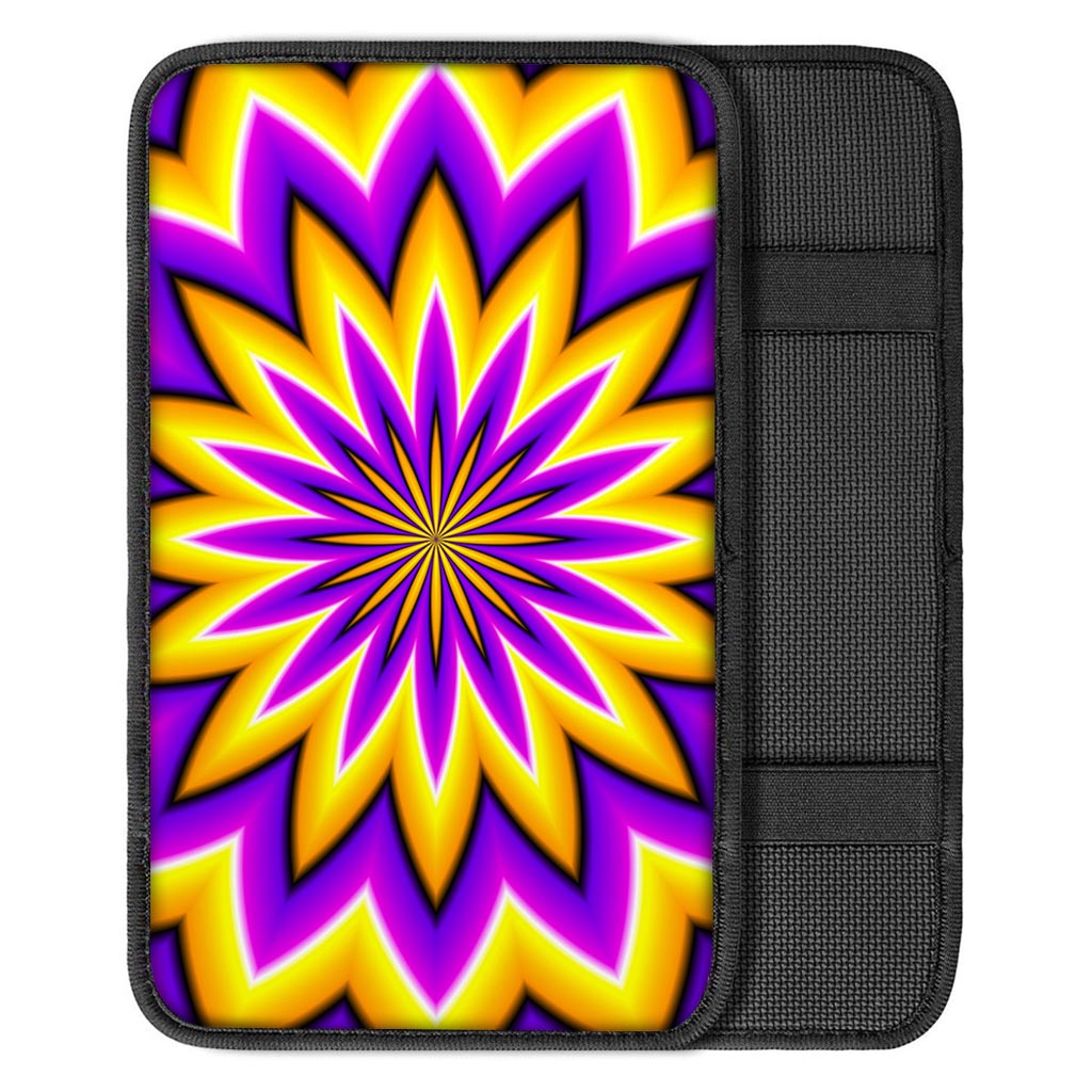 Yellow Flower Moving Optical Illusion Car Center Console Cover