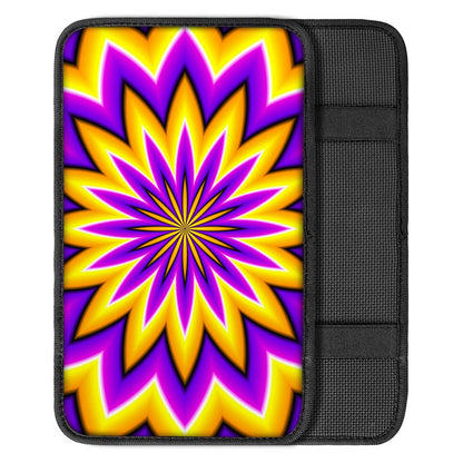 Yellow Flower Moving Optical Illusion Car Center Console Cover