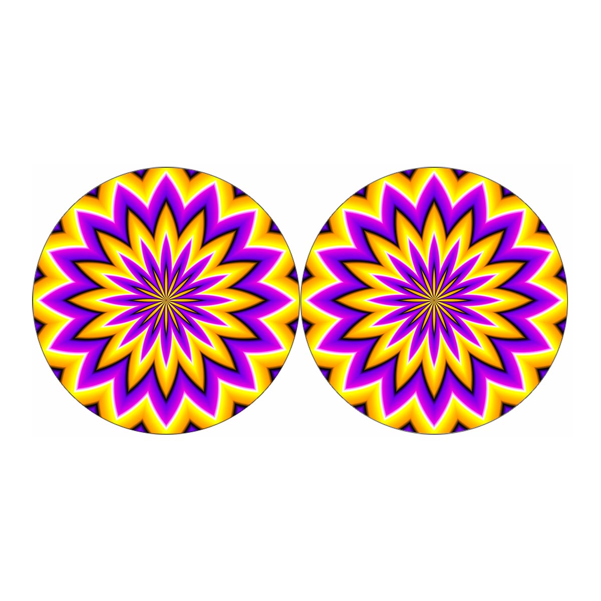 Yellow Flower Moving Optical Illusion Car Coasters