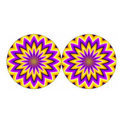 Yellow Flower Moving Optical Illusion Car Coasters