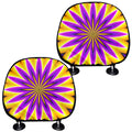 Yellow Flower Moving Optical Illusion Car Headrest Covers