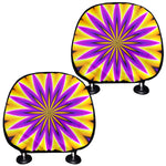Yellow Flower Moving Optical Illusion Car Headrest Covers
