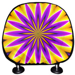 Yellow Flower Moving Optical Illusion Car Headrest Covers