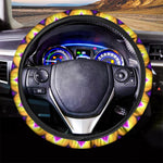 Yellow Flower Moving Optical Illusion Car Steering Wheel Cover