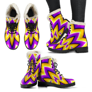 Yellow Flower Moving Optical Illusion Comfy Boots GearFrost