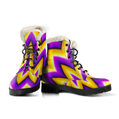 Yellow Flower Moving Optical Illusion Comfy Boots GearFrost