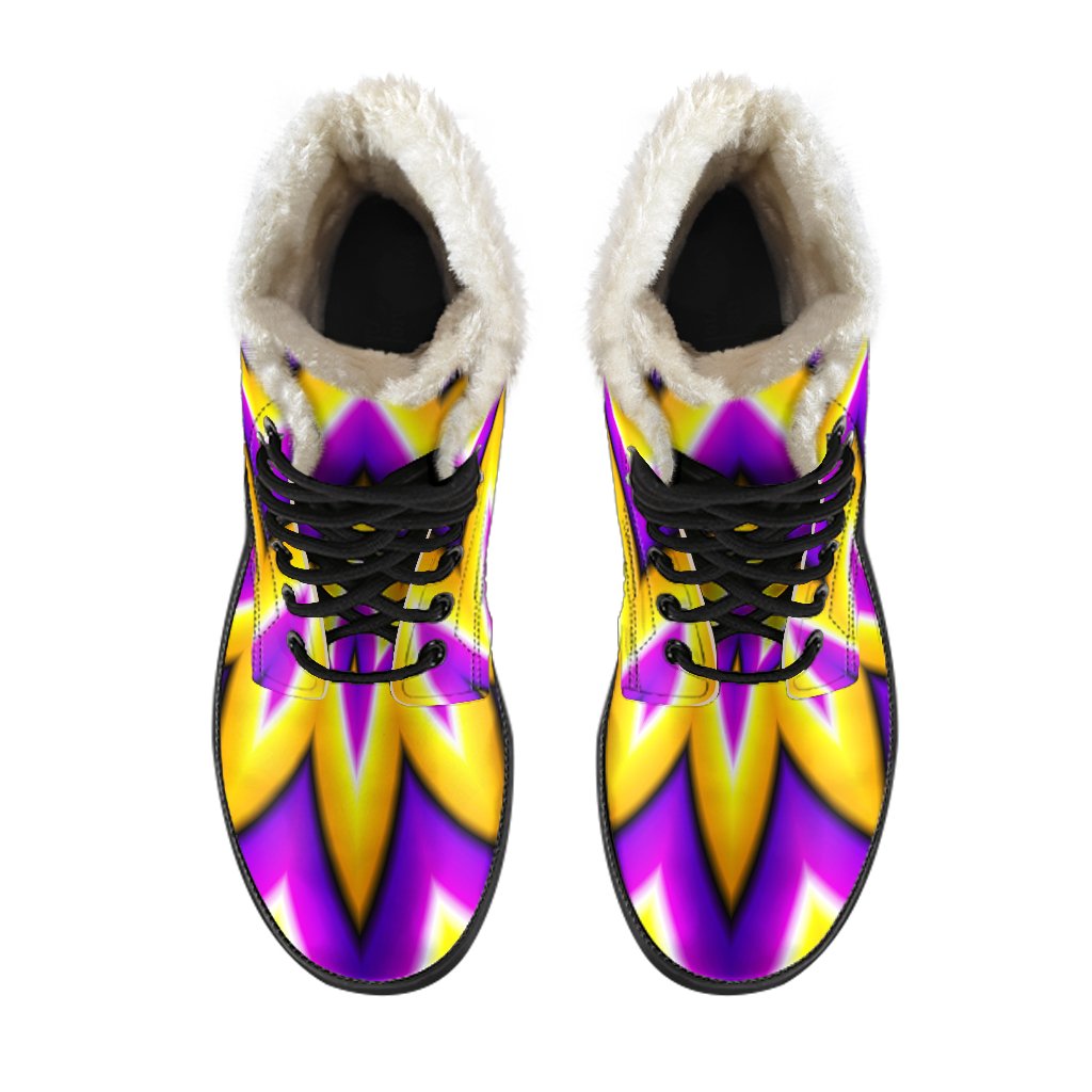 Yellow Flower Moving Optical Illusion Comfy Boots GearFrost