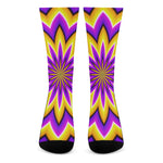 Yellow Flower Moving Optical Illusion Crew Socks