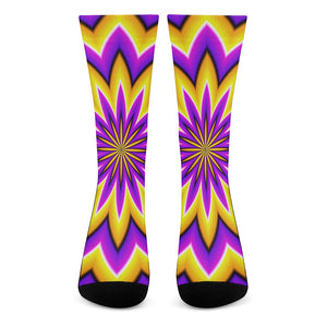 Yellow Flower Moving Optical Illusion Crew Socks