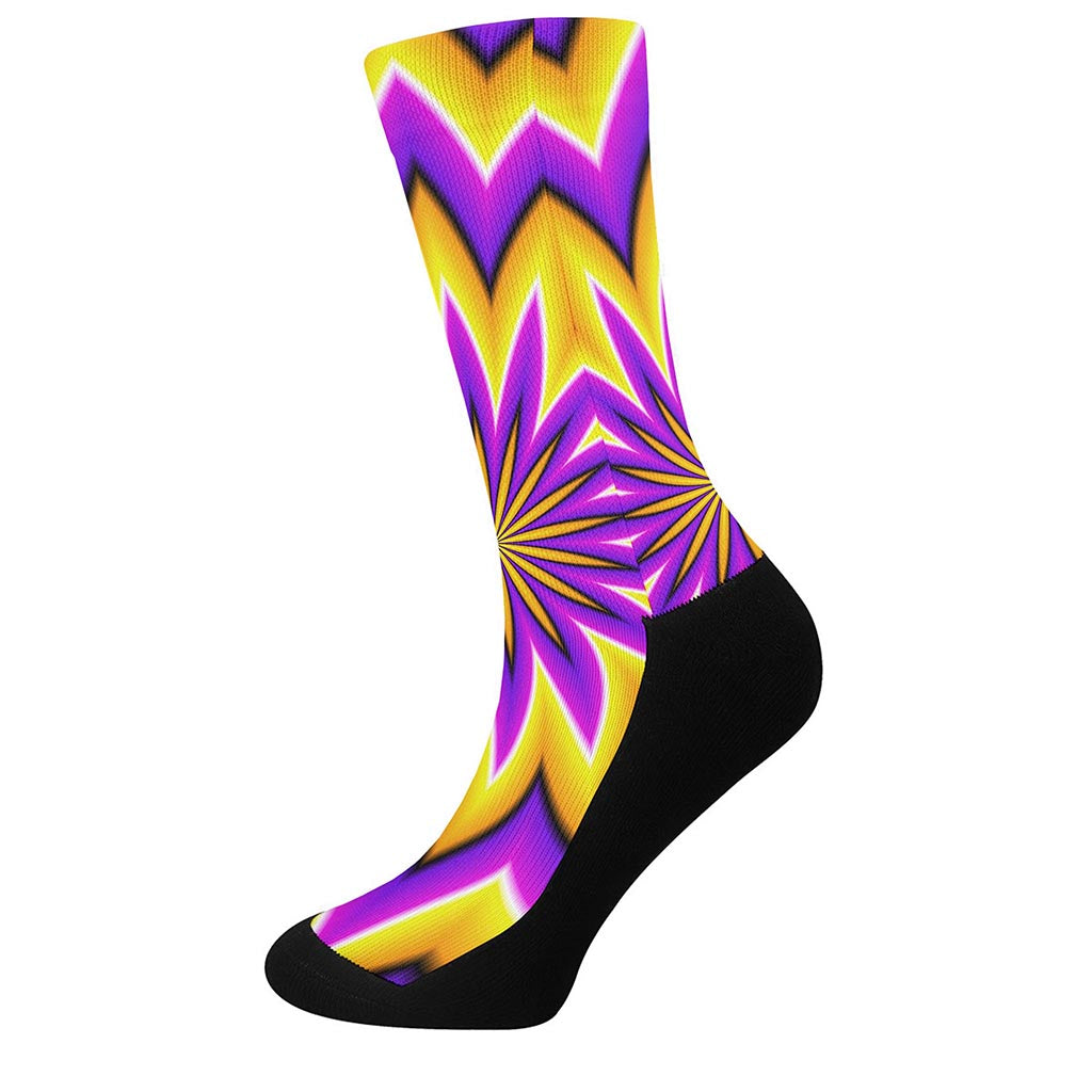 Yellow Flower Moving Optical Illusion Crew Socks