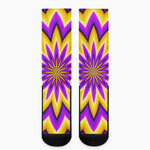 Yellow Flower Moving Optical Illusion Crew Socks