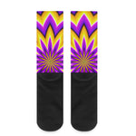 Yellow Flower Moving Optical Illusion Crew Socks