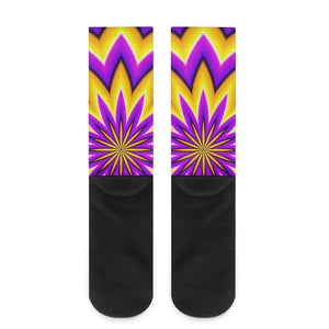 Yellow Flower Moving Optical Illusion Crew Socks