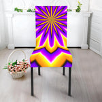 Yellow Flower Moving Optical Illusion Dining Chair Slipcover