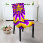 Yellow Flower Moving Optical Illusion Dining Chair Slipcover