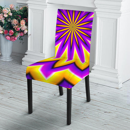 Yellow Flower Moving Optical Illusion Dining Chair Slipcover
