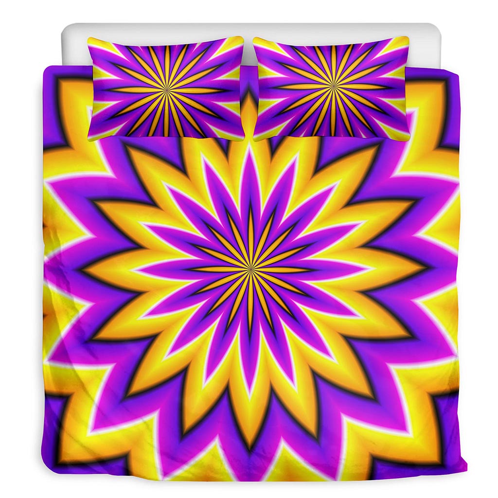 Yellow Flower Moving Optical Illusion Duvet Cover Bedding Set