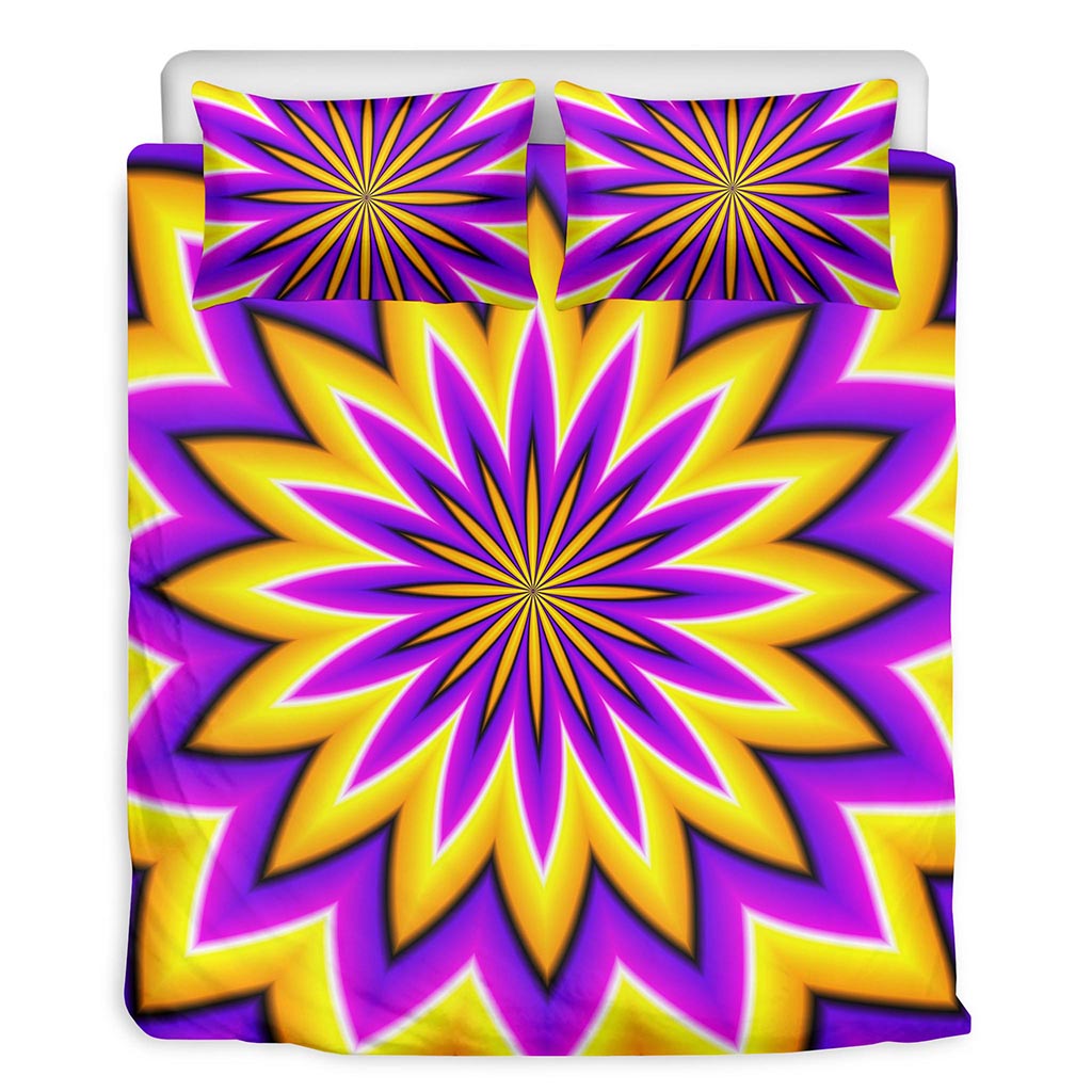 Yellow Flower Moving Optical Illusion Duvet Cover Bedding Set