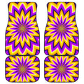 Yellow Flower Moving Optical Illusion Front and Back Car Floor Mats