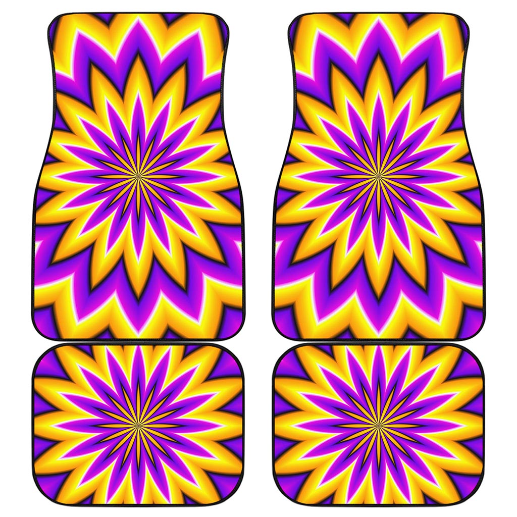 Yellow Flower Moving Optical Illusion Front and Back Car Floor Mats
