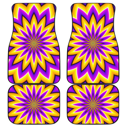 Yellow Flower Moving Optical Illusion Front and Back Car Floor Mats