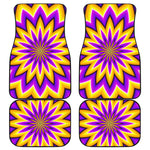 Yellow Flower Moving Optical Illusion Front and Back Car Floor Mats