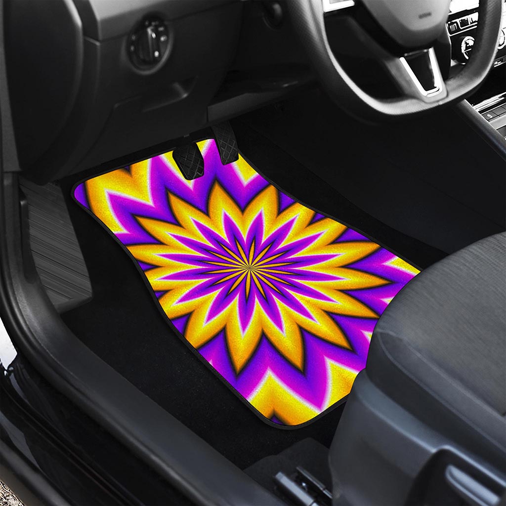 Yellow Flower Moving Optical Illusion Front and Back Car Floor Mats