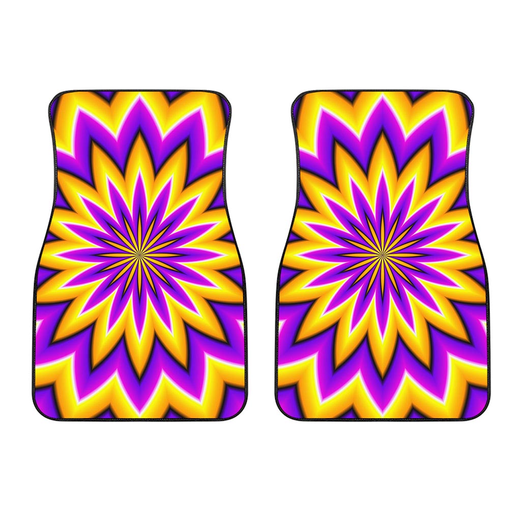 Yellow Flower Moving Optical Illusion Front Car Floor Mats