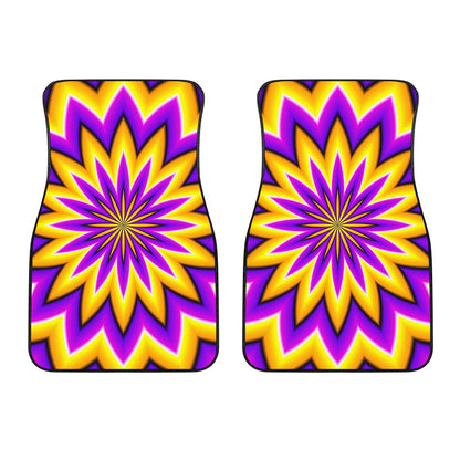 Yellow Flower Moving Optical Illusion Front Car Floor Mats