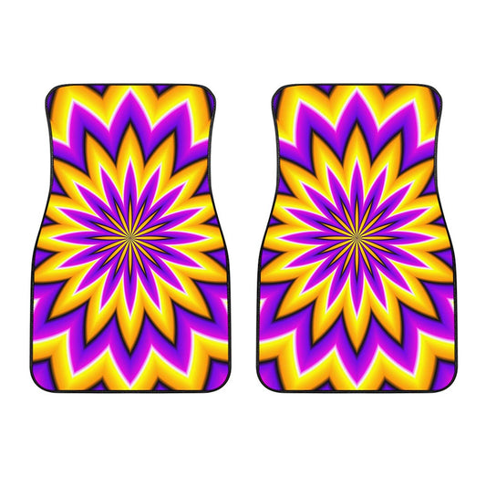 Yellow Flower Moving Optical Illusion Front Car Floor Mats