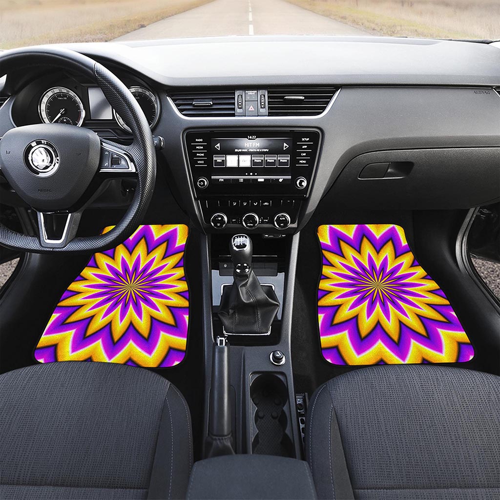 Yellow Flower Moving Optical Illusion Front Car Floor Mats