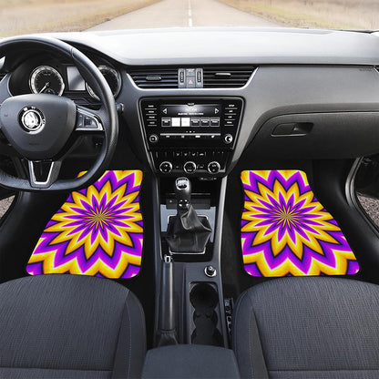 Yellow Flower Moving Optical Illusion Front Car Floor Mats