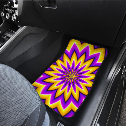 Yellow Flower Moving Optical Illusion Front Car Floor Mats