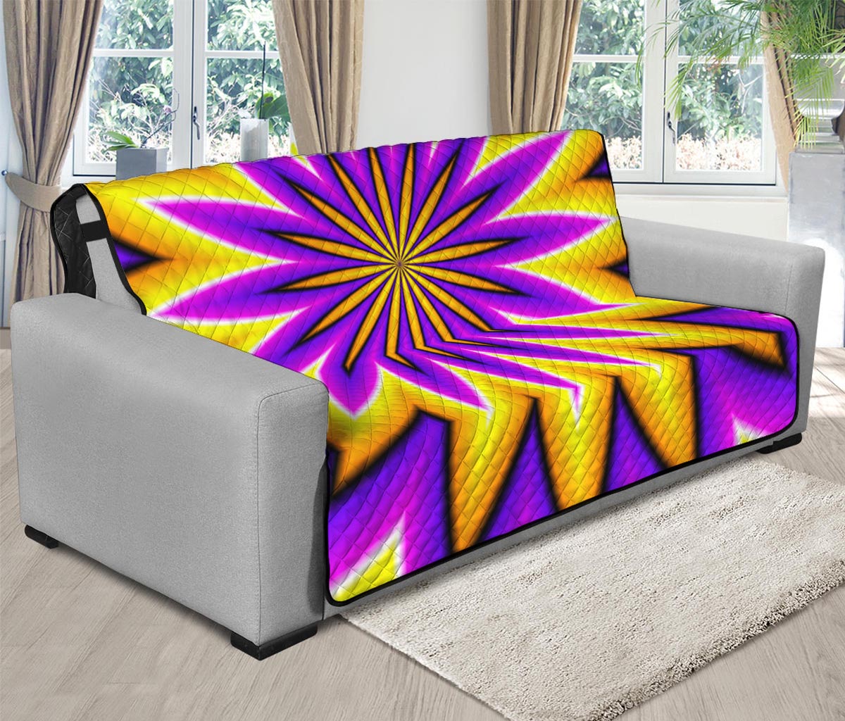 Yellow Flower Moving Optical Illusion Futon Protector