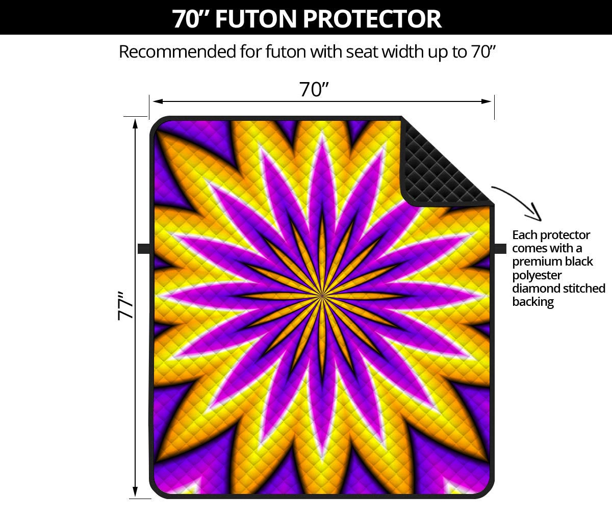 Yellow Flower Moving Optical Illusion Futon Protector