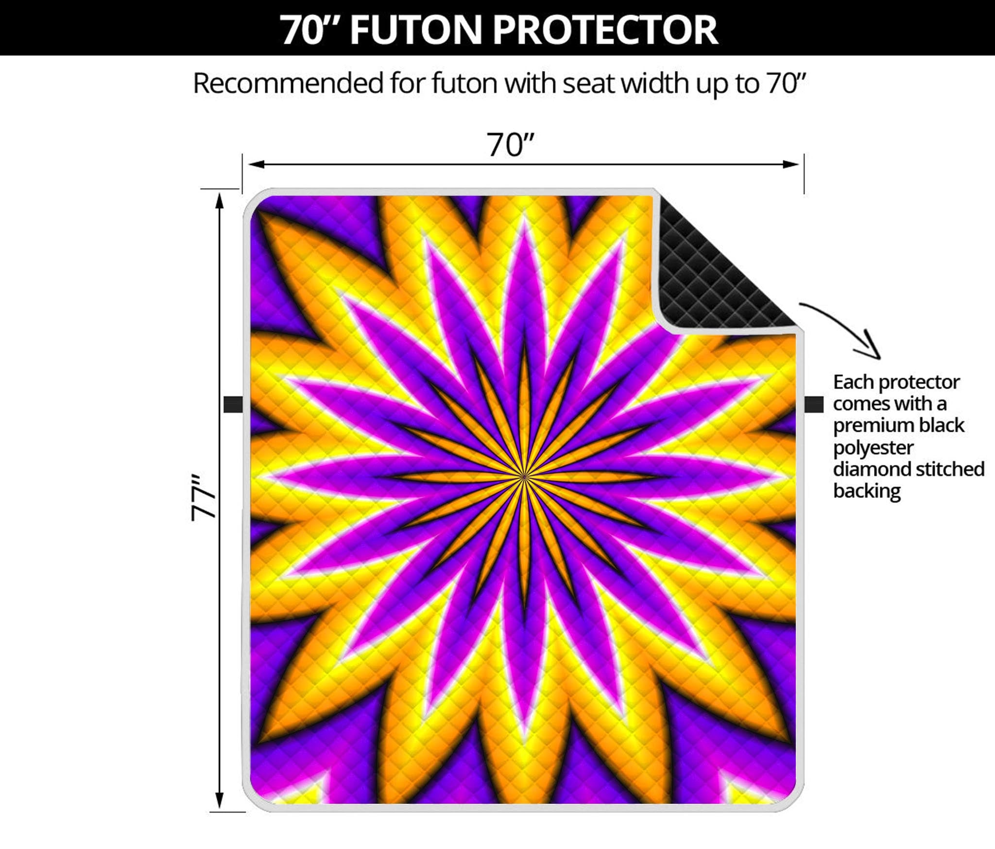 Yellow Flower Moving Optical Illusion Futon Protector