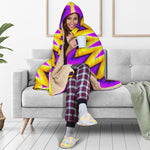 Yellow Flower Moving Optical Illusion Hooded Blanket