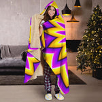 Yellow Flower Moving Optical Illusion Hooded Blanket