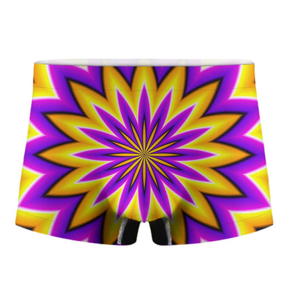 Yellow Flower Moving Optical Illusion Men's Boxer Briefs
