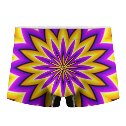 Yellow Flower Moving Optical Illusion Men's Boxer Briefs