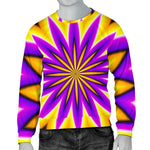 Yellow Flower Moving Optical Illusion Men's Crewneck Sweatshirt GearFrost