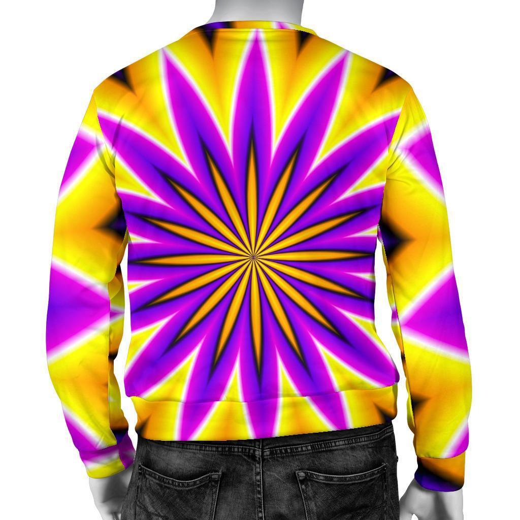Yellow Flower Moving Optical Illusion Men's Crewneck Sweatshirt GearFrost