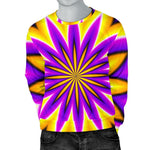 Yellow Flower Moving Optical Illusion Men's Crewneck Sweatshirt GearFrost