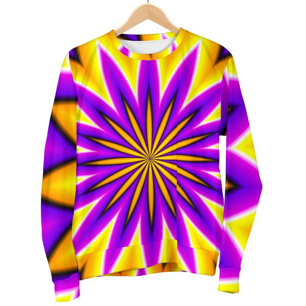 Yellow Flower Moving Optical Illusion Men's Crewneck Sweatshirt GearFrost