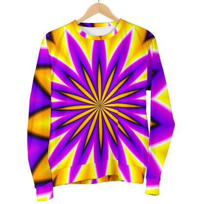 Yellow Flower Moving Optical Illusion Men's Crewneck Sweatshirt GearFrost