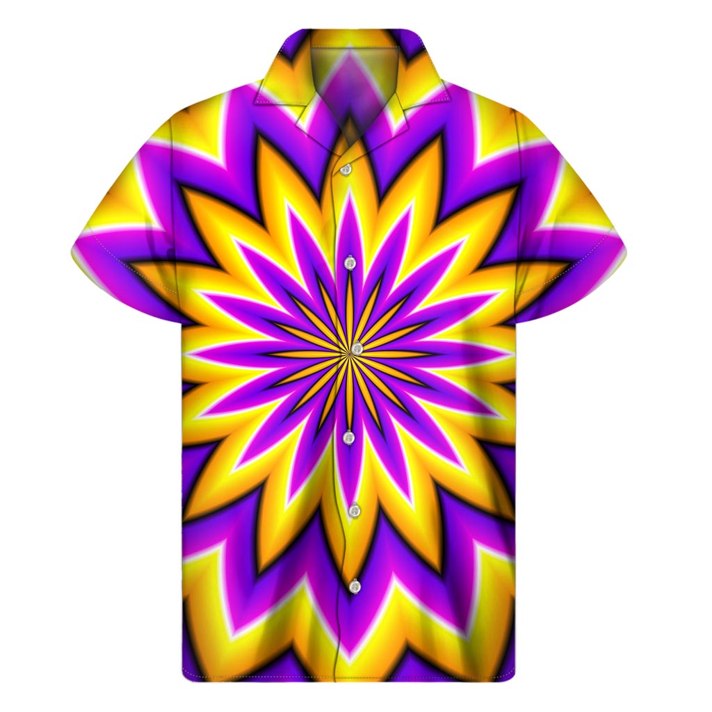 Yellow Flower Moving Optical Illusion Men's Short Sleeve Shirt