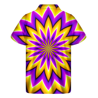 Yellow Flower Moving Optical Illusion Men's Short Sleeve Shirt